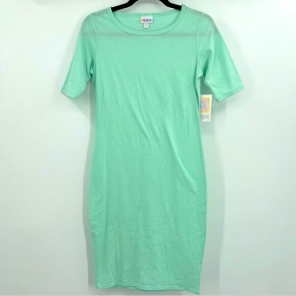 Lularoe Julia Womens Raglan Dress Sporty Solid Green XS NEW - Picture 1 of 8